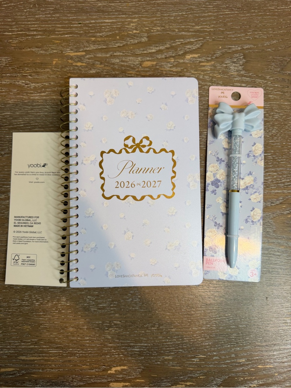 LoveShackFancy x Target - Yoobi Everblooming Rosettes Ditsy Planner & Bow Pen